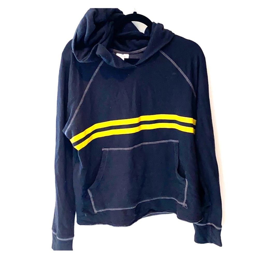 Sundry 2 piece sweat suit ink blue with yellow stripes EUC